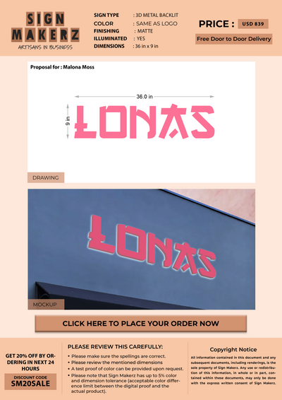 Custom Signs for Malona Moss