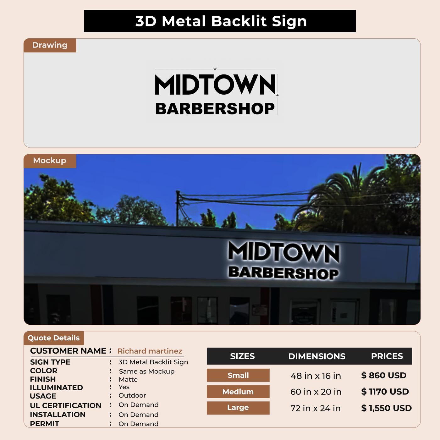 Custom Signs for Richard martinez