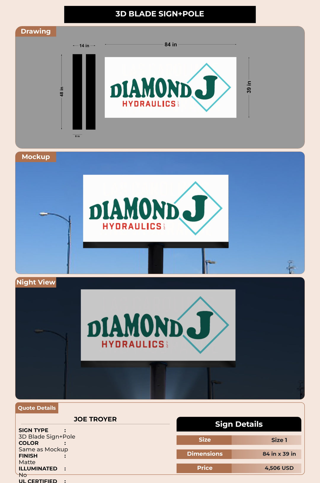 3D Blade Sign+Pole