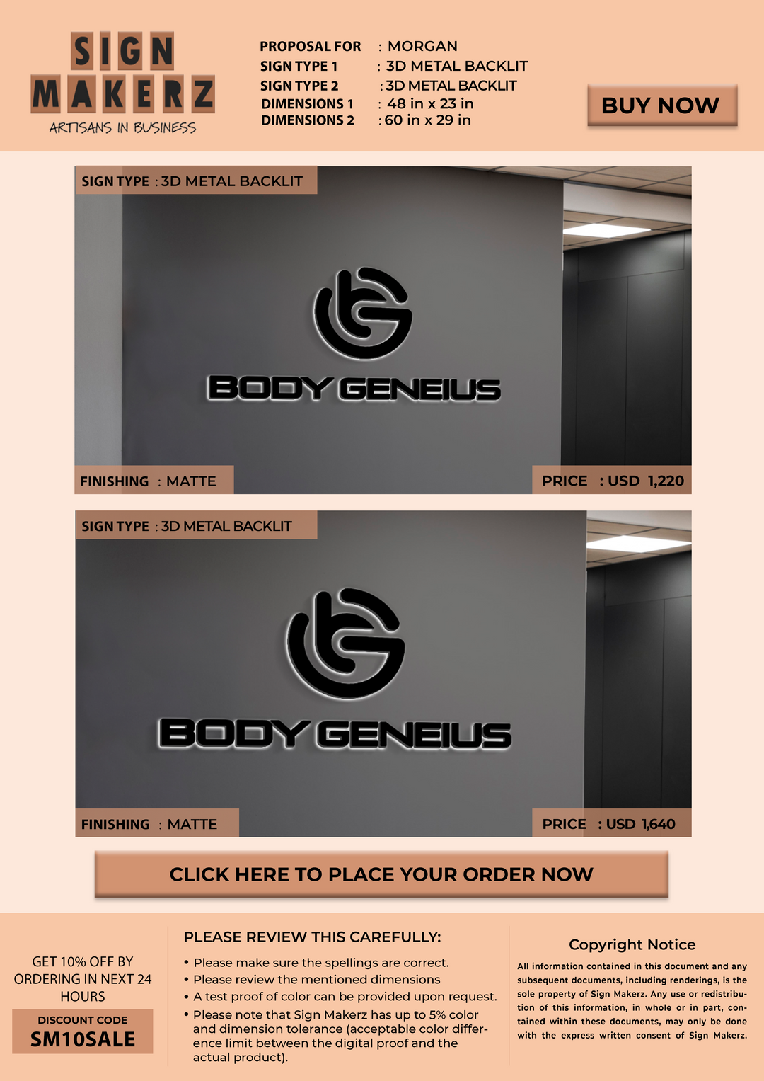 Business signage for Morgan