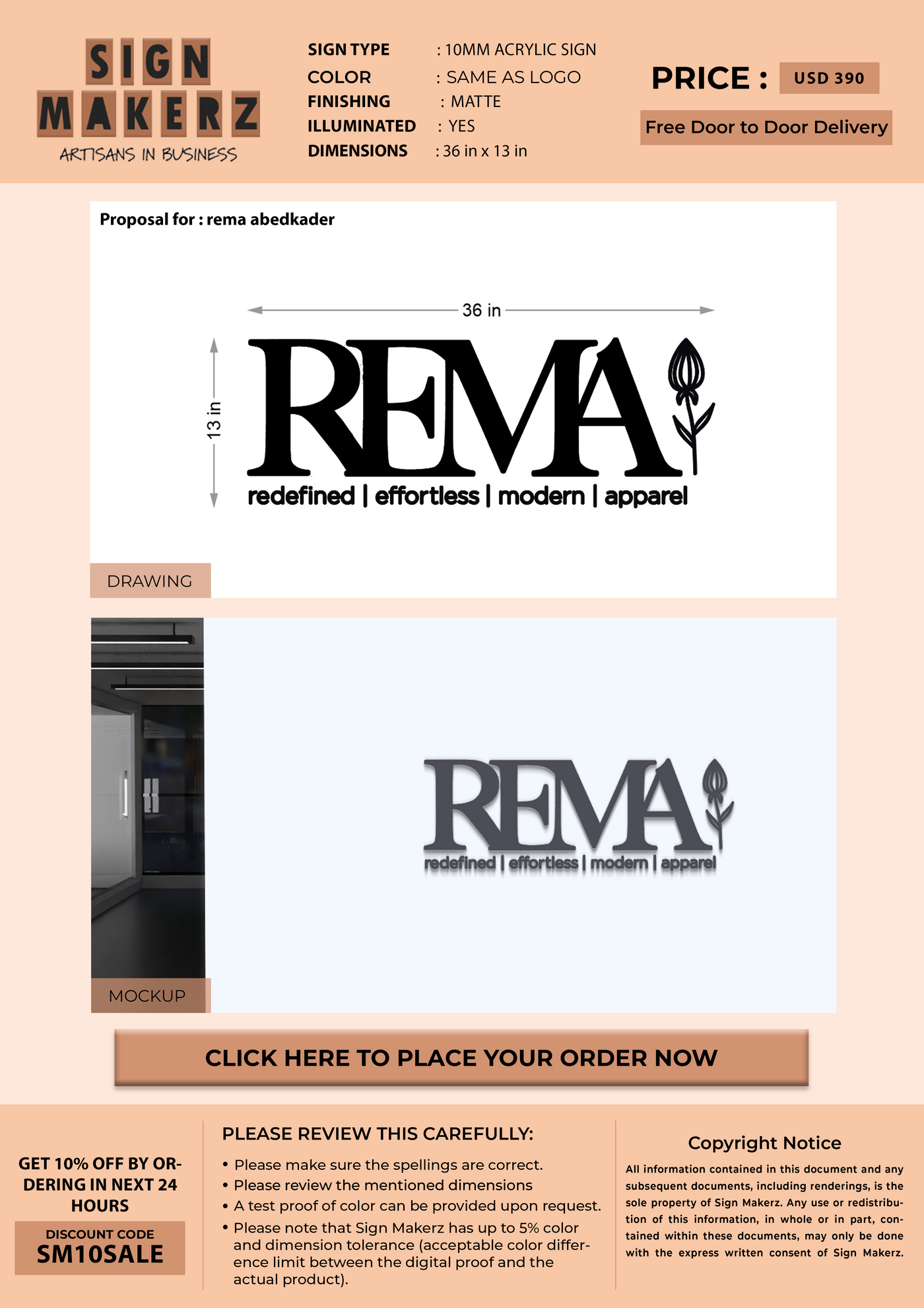 Business signage for rema abedkader