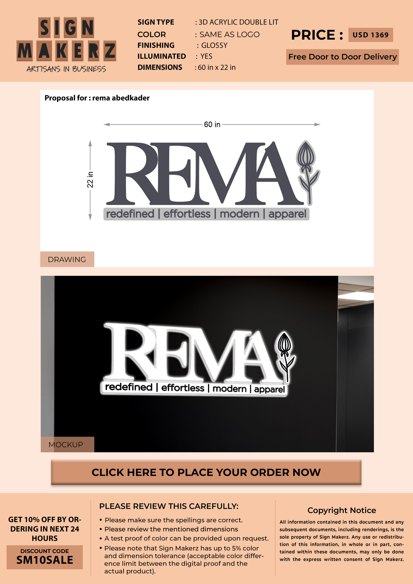 Business signage for rema abedkader