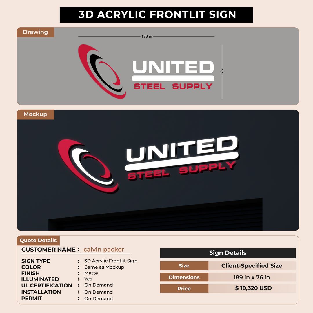 3D Acrylic Front-lit Sign For calvin packer