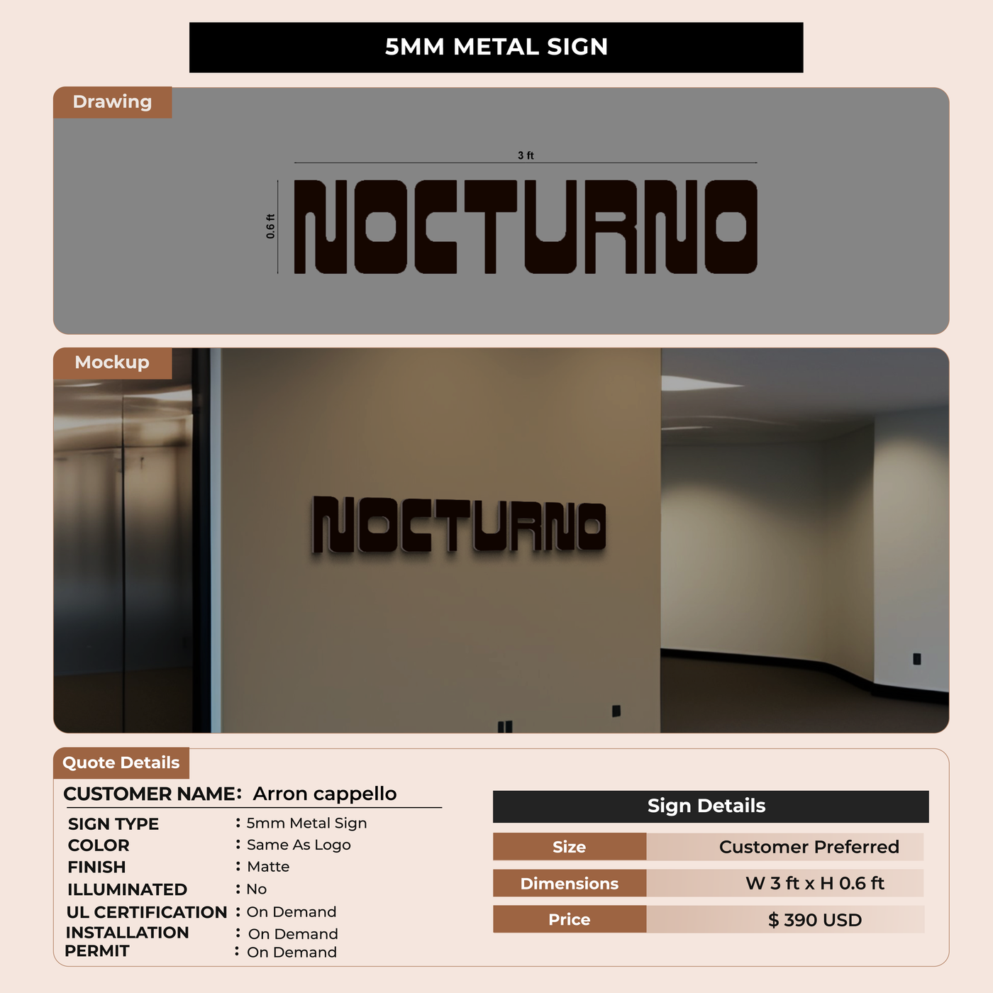 Business Signage for Arron cappello