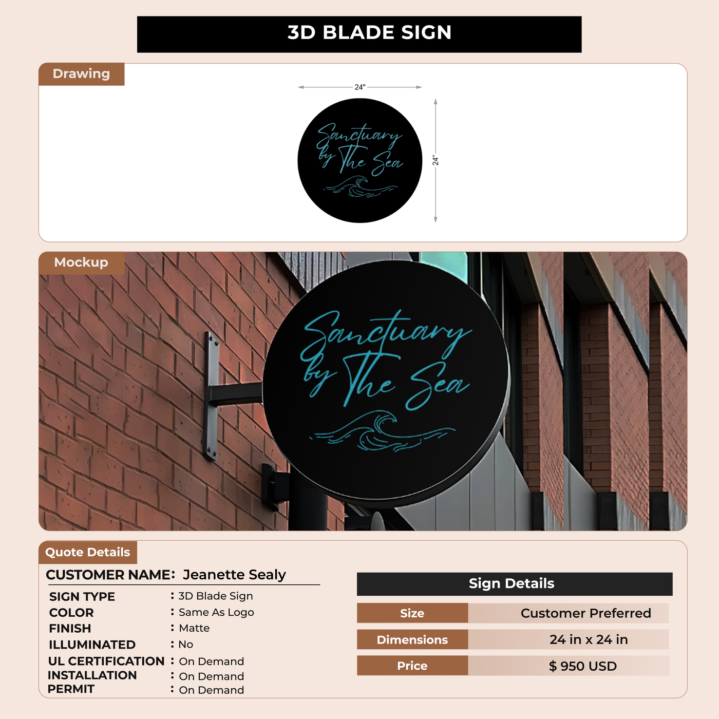 Custom Signs For Jeanette Sealy