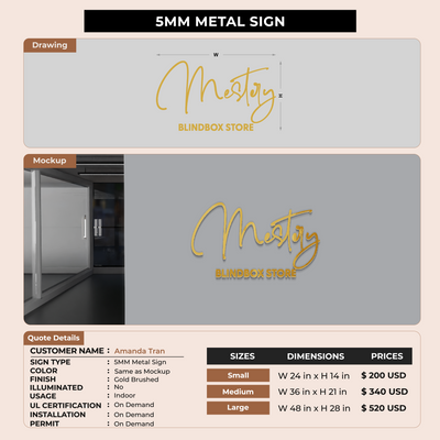 5mm Metal Sign For Amanda Tran