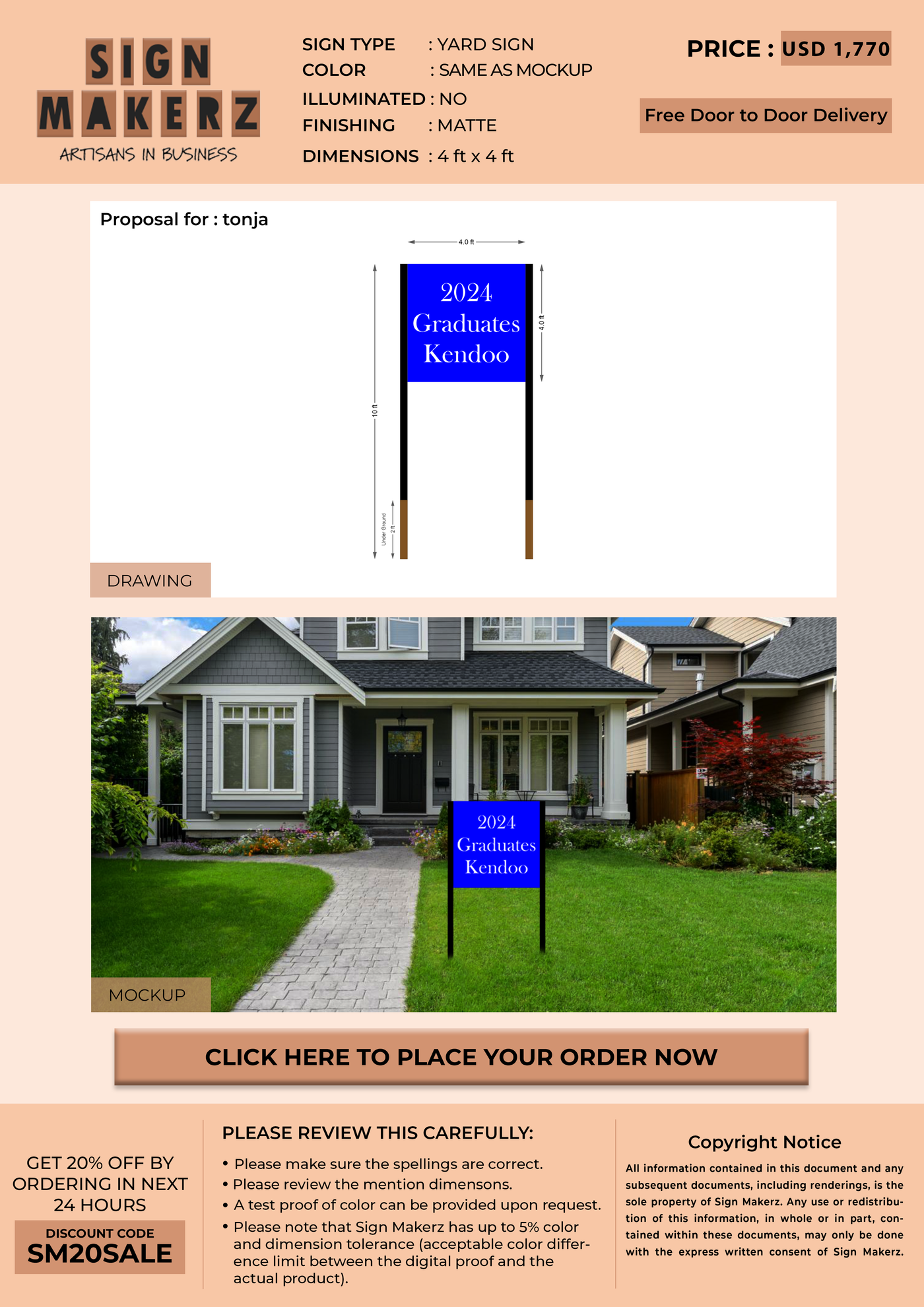 yard sign for tonja