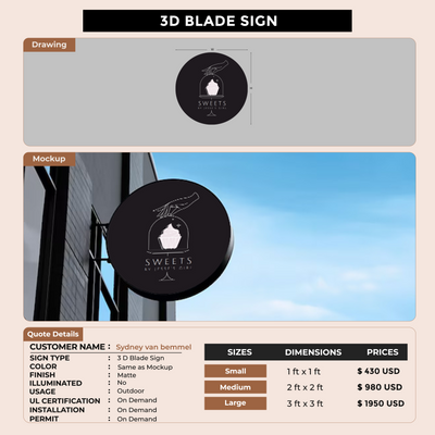 3D BLADE SIGN FOR Sydney van bemmel