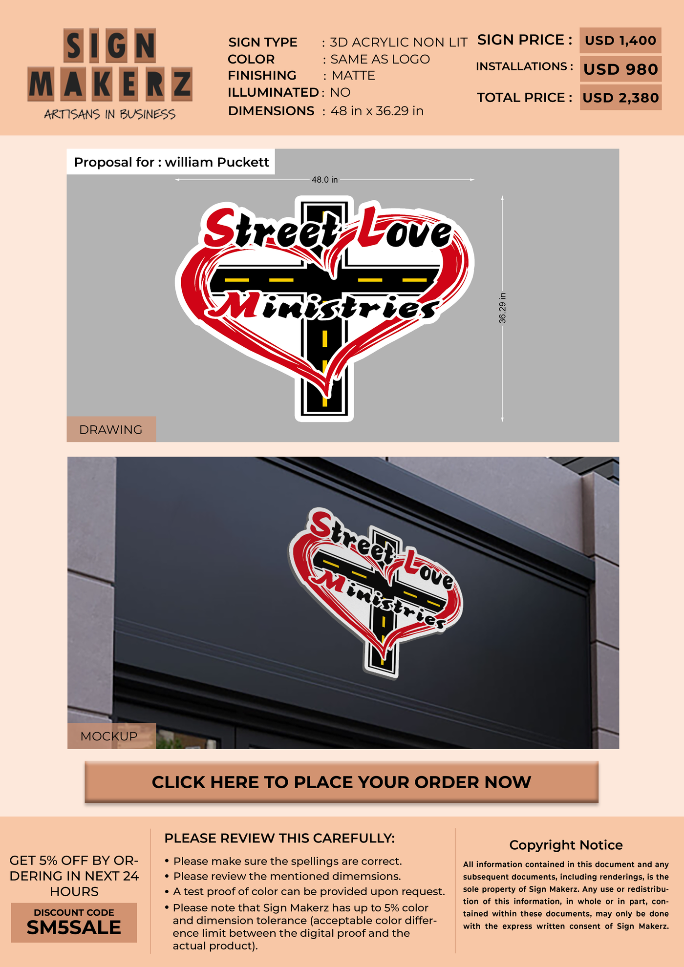 3D Acrylic Sign for william Puckett