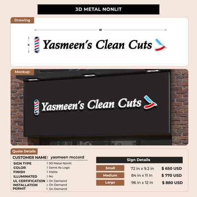 Custom signs for yasmeen mccord