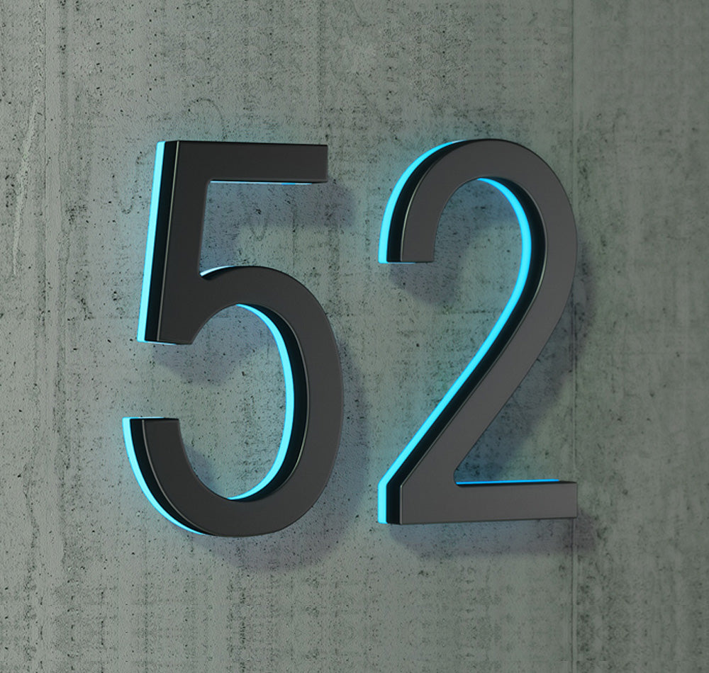 Backlit modern house numbers